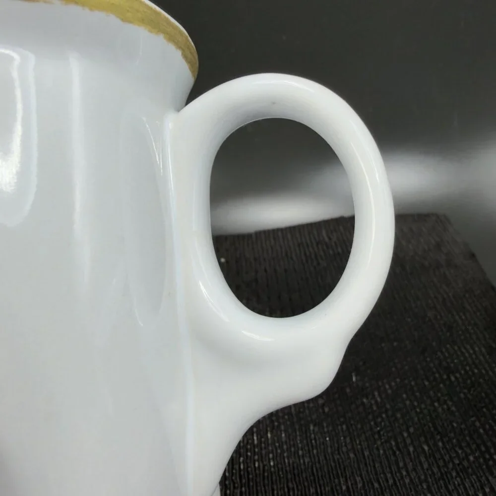 Williams Sonoma Brushed Gold Monogram Letter C Ceramic White Gold Coffee Mug Cup
